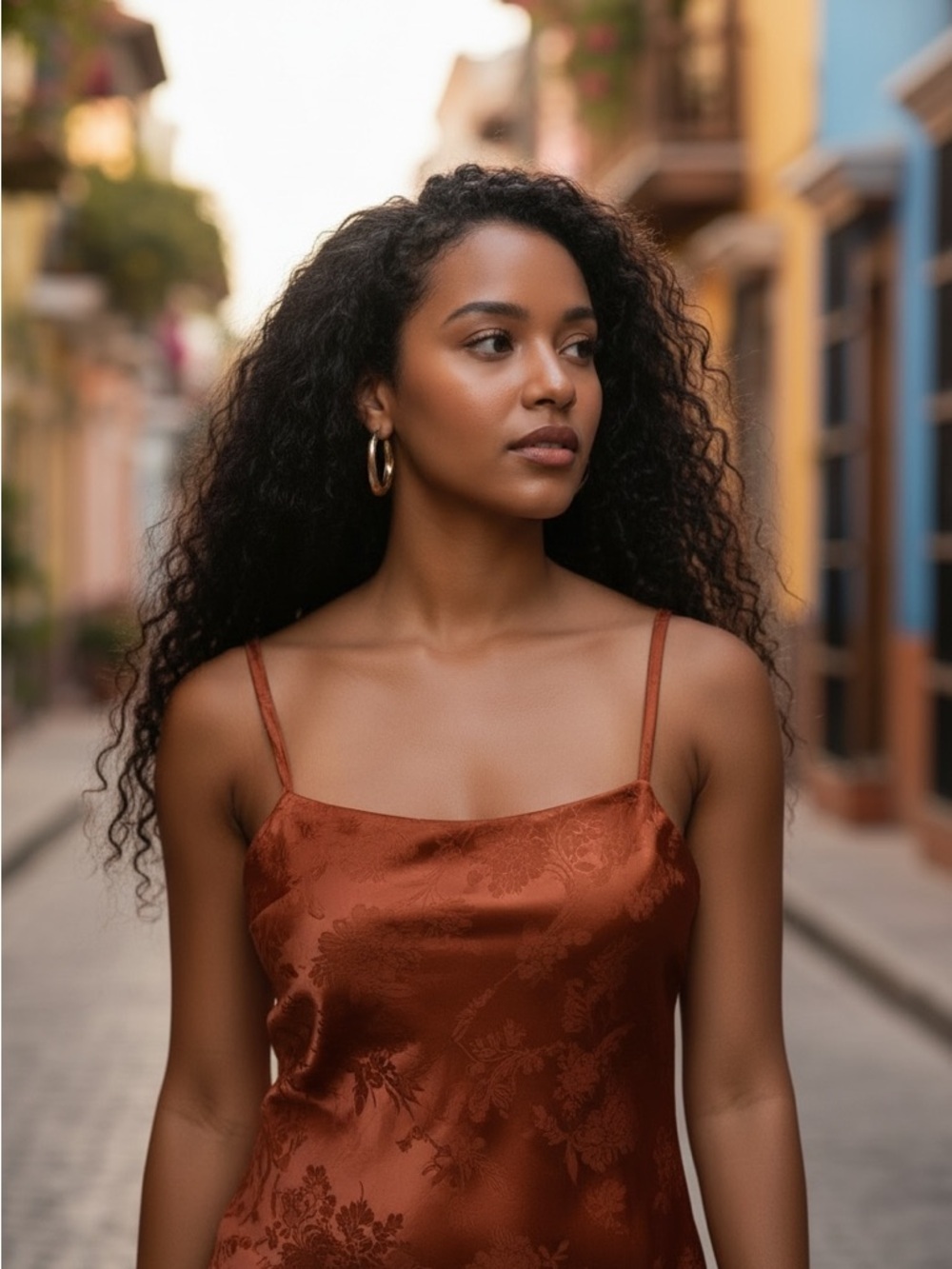 Princess Polly Satin Slip Burnt Copper Top 4